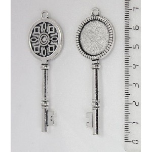 Основа для кулона "ключ", сеттинг круг 20мм, цвет ант. серебро
