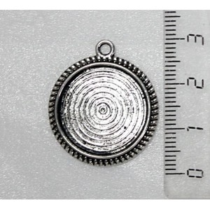 Основа для кабошона "с насечками", круг 20мм, цвет ант.серебро