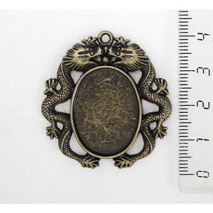 Основа для кулона "2 дракона" овал 25х18мм, цвет бронза