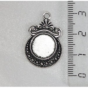 Основа для кулона "корона", сеттинг круг 12мм, цвет ант.серебро