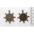 Основа для кулона "штурвал", круг 20мм, цвет бронза