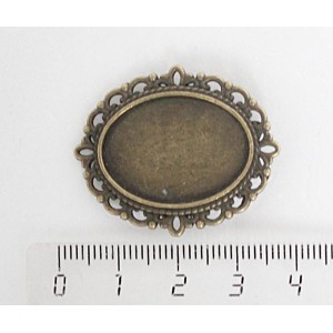 Основа для броши с ажурным контуром, овал 25х18мм, цвет бронза