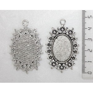 Основа для кулона "клумба", сеттинг овал 25х18мм, цвет ант.серебро