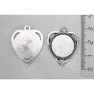 Основа для кулона "круг в сердечке", сеттинг 18мм, цвет ант.серебро