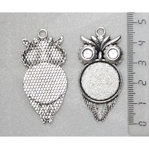 Основа для кулона "сова" круг 20мм цвет ант.серебро