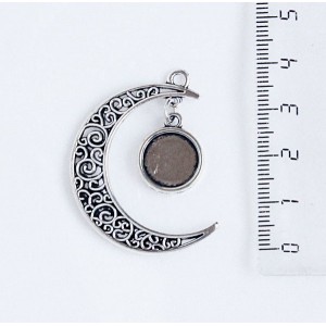 Основа для кулона "луна", подвесной круг кабошон 12мм