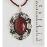 Кулон из янтаря (переплавленый), цвет коньячный, овал 25х18мм, оправа "торжество"