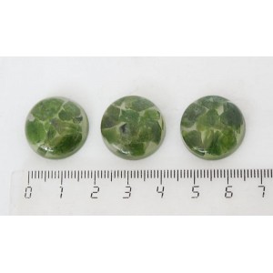 Хромдиопсид, кабошон мозаика прозрачный фон круг 20мм