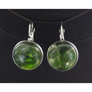 Серьги из хромдиопсида (мозаика, прозрачный фон), круг 18мм, замок петелька