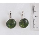 Серьги из хромдиопсида (мозаика, прозрачный фон), круг 18мм, замок петелька