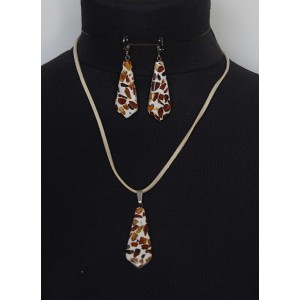 Кулон + серьги из янтаря (мозаика), форма "галстук"