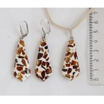 Кулон + серьги из янтаря (мозаика), форма "галстук"