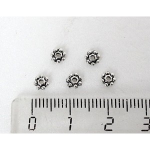 Бусины-рондели, литые, цвет ант. серебро, 4мм