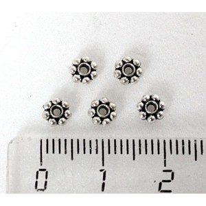 Бусины-рондели, литые, цвет ант. серебро, 5мм