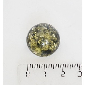 Брошь из янтаря (переплавленый), круг 20мм, цвет зеленый