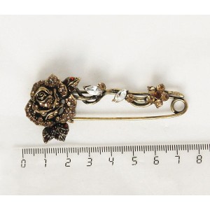 Брошь-булавка "роза", цвет золотистый