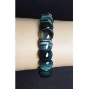 Браслет из агата зеленого (тонировка), выпуклые сегменты 13х10мм