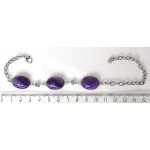 Браслет из агата фиолетового (тонировка), овалы 18х13мм + мет. цветок, цепочка