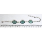 Браслет из агата зеленого (тонировка), овалы 18х13мм + хрусталь, цепочка