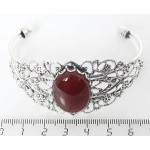 Браслет из сердолика, овал 25х18мм, жесткая основа цвет ант.серебро