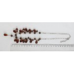 Колье из тигрового глаза, шарик 8 и 6мм, + хрусталь