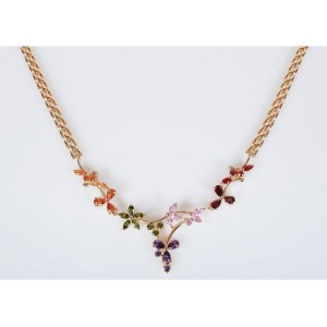 Колье из фианита (микс) "клевер"