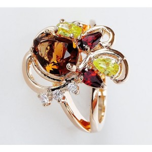 Кольцо с фианитом микс "азалия"