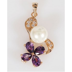 Кулон из аметиста (синт.) "жемчужный цветок"
