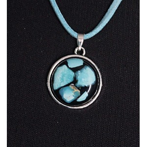 Кулон из бирюзы (натуральная), мозаика, круг 18мм
