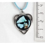 Кулон из бирюзы (натуральная), мозаика, круг 18мм, оправа "сердечко"