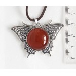 Кулон из сердолика (однотонный) "бабочка", круг 20мм