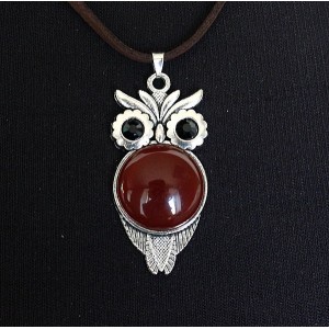 Кулон из сердолика (однотонный) "сова", круг 20мм