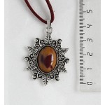 Кулон из яшмы вишнево-желтой (мукаит), овал 18х13мм, оправа "папоротник"