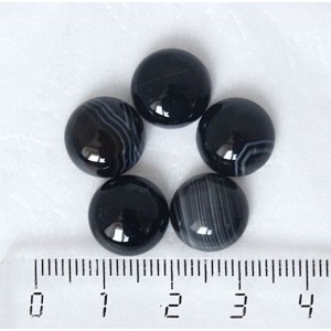 Агат черный, кабошон круг 12мм