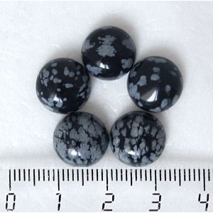 Обсидиан снежный, кабошон круг 12мм