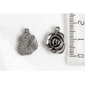 Подвеска "роза", цвет ант. серебро,17mm x 14mm