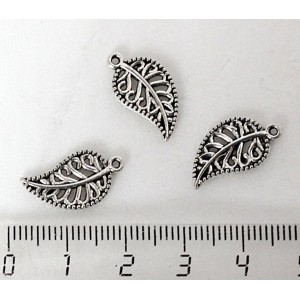 Подвеска "лист филигрань", цвет ант. серебро,18mm x 10mm