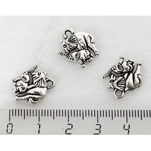 Подвеска "слон и слоненок", цвет ант. серебро, 15mm x 14mm