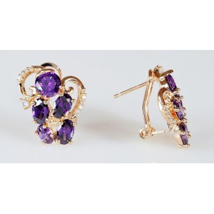 Cерьги из аметиста (синт.) "млечный путь"