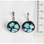 Cерьги из бирюзы (натуральная), мозаика, круг 18мм, замок петелька