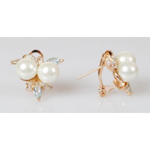 Серьги из фианита голубого "жемчужный букет"