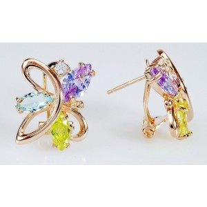 Серьги из фианита микс "загадочный цветок"