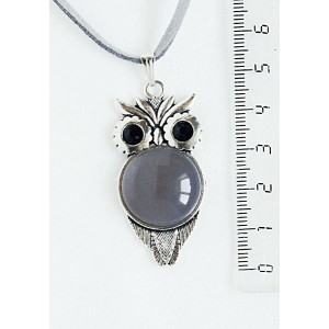 Кулон из агата серого "сова", круг 20мм