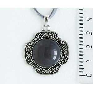 Кулон из агата серого, круг 20мм, оправа "4 лепестка"
