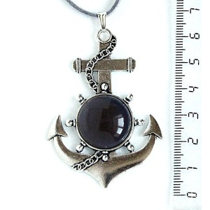 Кулон из агата серого "якорь", круг 20мм