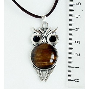Кулон из тигрового глаза "сова", круг 20мм