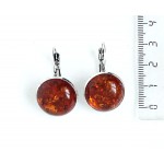 Cерьги из янтаря (переплавленый), цвет коньячный, круг 18мм