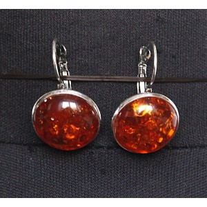 Cерьги из янтаря (переплавленый), цвет коньячный, круг 18мм
