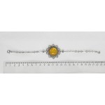 Браслет из янтаря (переплавленый) "цветок", цвет желтый, круг 18мм