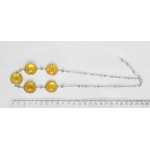 Колье из янтаря (переплавленый) на цепочке, цвет желтый, круг 18мм